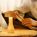 Load image into Gallery viewer, Solid Wood Mushroom Touch Lamp - Rechargeable Dimmable Warm Light Bedside Lamp for Bedroom Living Room