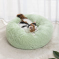 Load image into Gallery viewer, Round deluxe plush dog bed