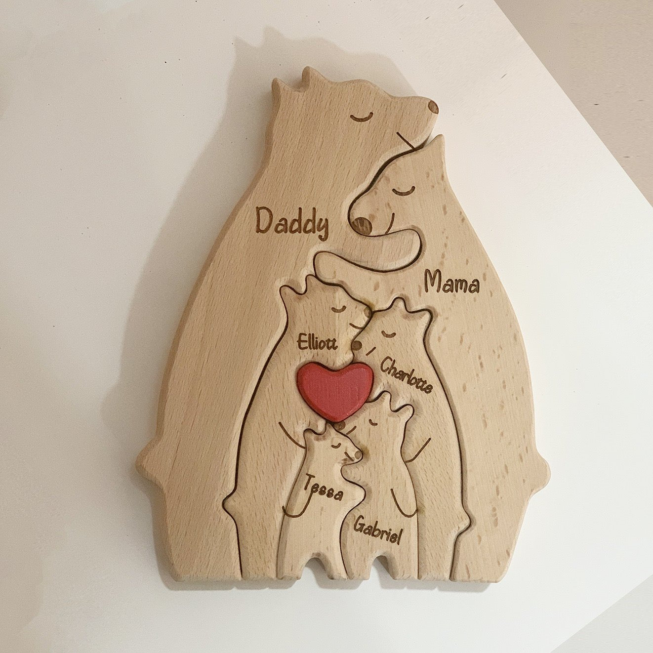 Happiness Is A Warm Family - Personalized Custom Shaped Wooden Art Puzzle