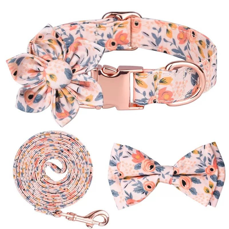 Flower Dog Collar & Leash Set