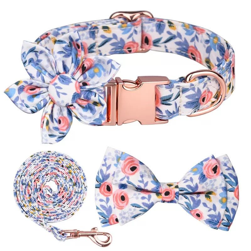 Flower Dog Collar & Leash Set