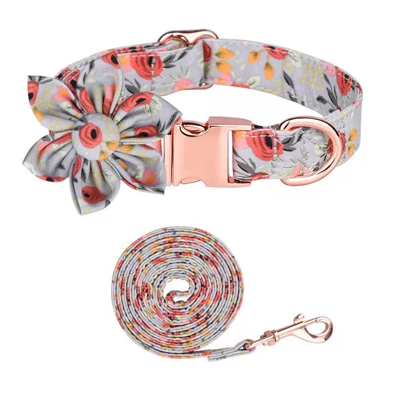 Flower Dog Collar & Leash Set