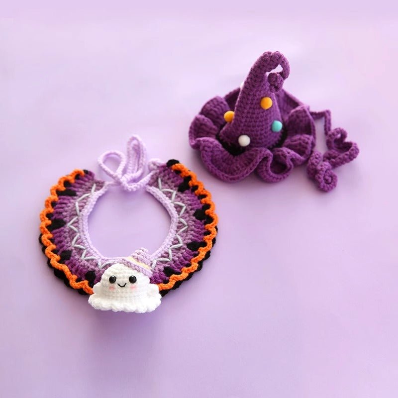 Halloween cat Costumes Halloween Witch Hat And Bib Scarf Set Pet Collar,Pumpkin Beret Hat
