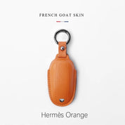 Leather Key Cover with Tesla ( Free embossing of mobile phone number on the leather strap )