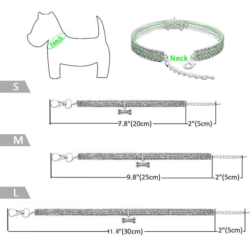Pet collar with bling rhinestones