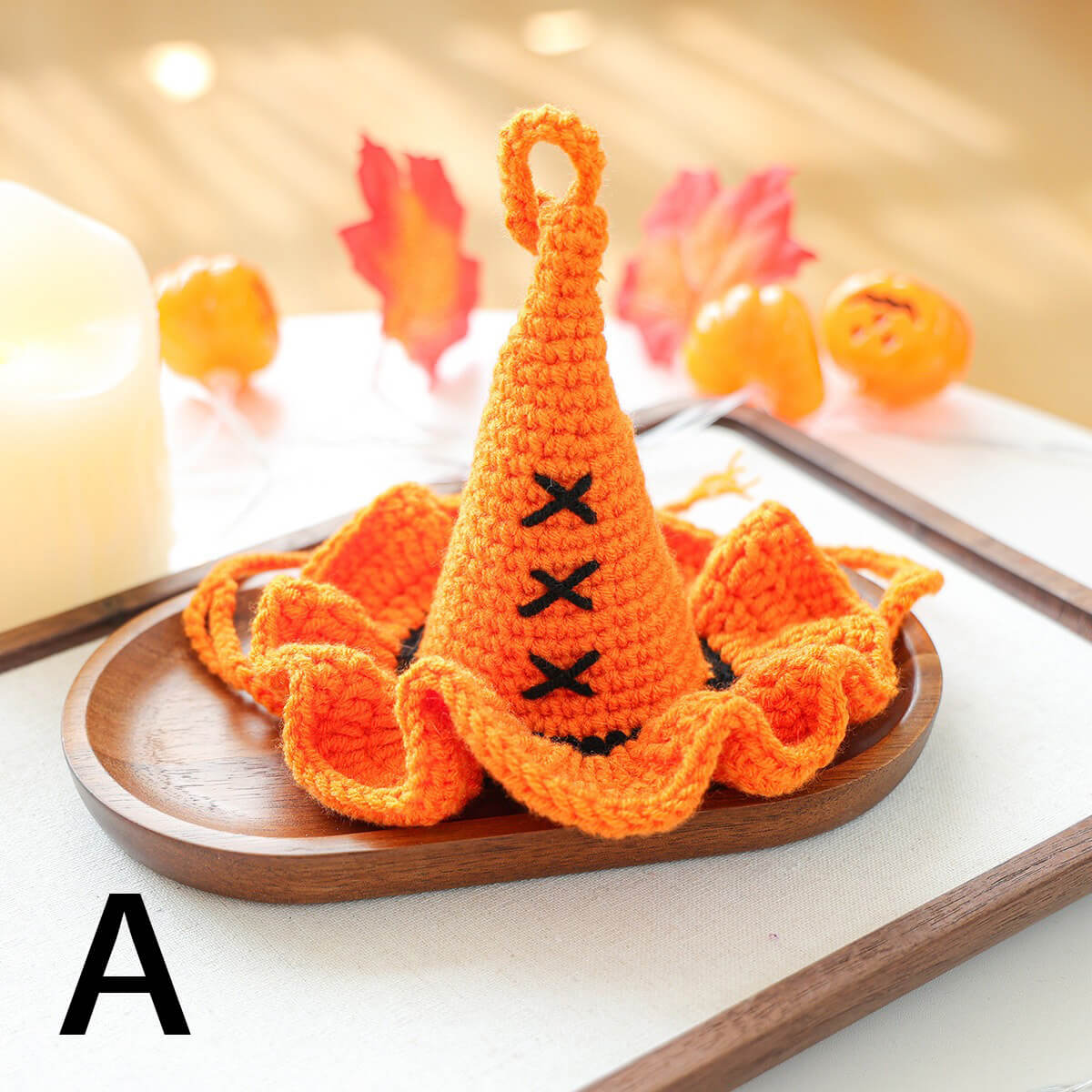 Crochet Halloween Pet Hat: Pumpkin, Witch, or Bat - Handmade Costume Cat Dog Hat