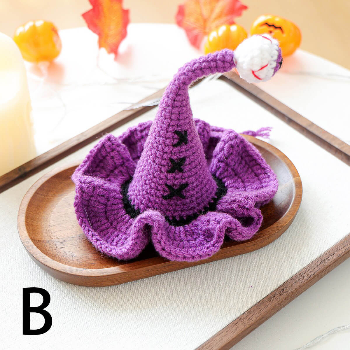 Crochet Halloween Pet Hat: Pumpkin, Witch, or Bat - Handmade Costume Cat Dog Hat
