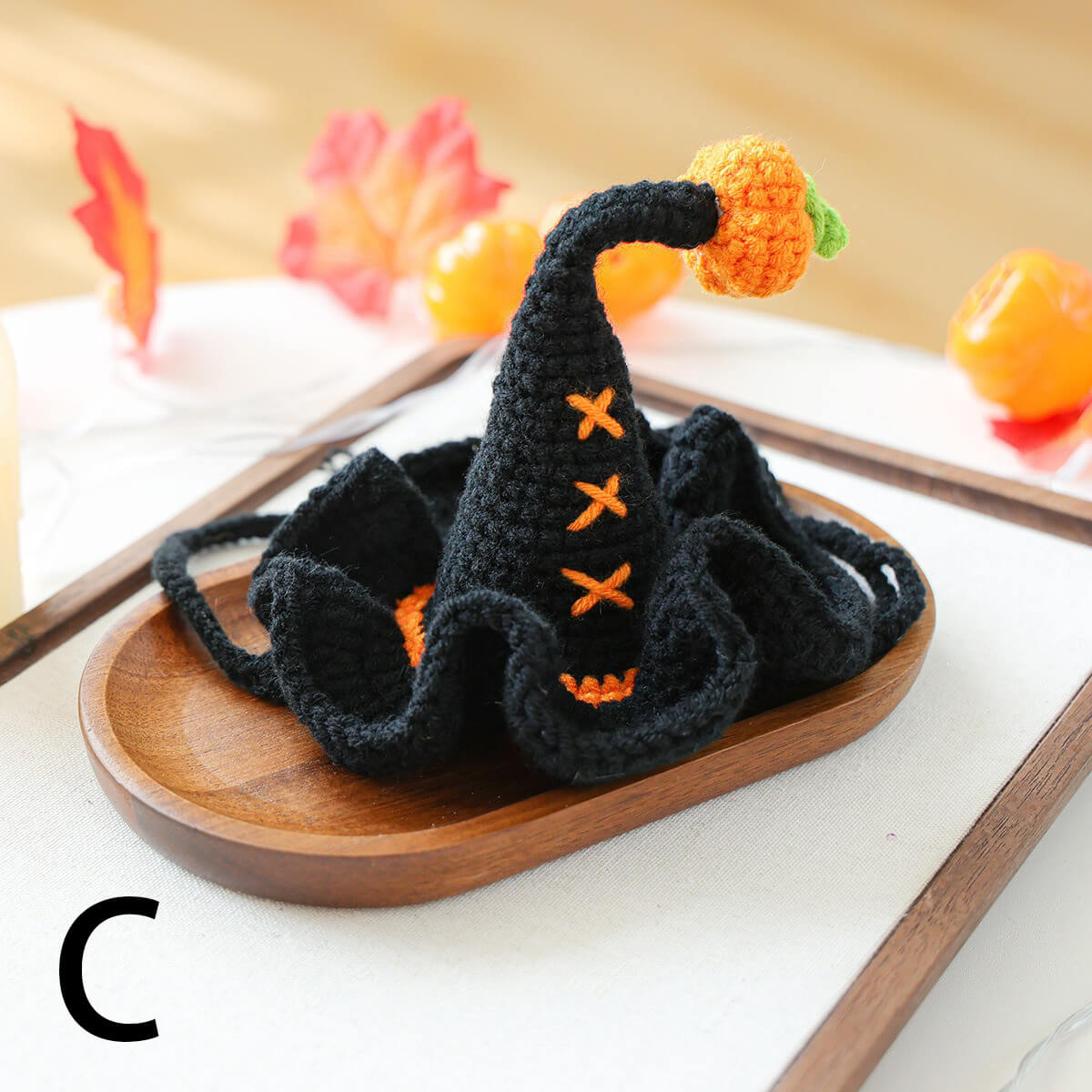 Crochet Halloween Pet Hat: Pumpkin, Witch, or Bat - Handmade Costume Cat Dog Hat