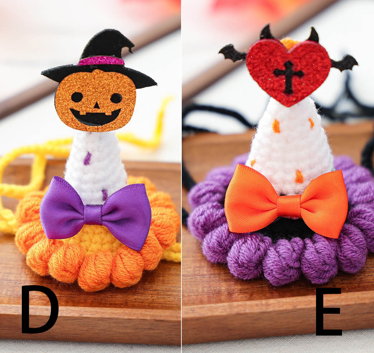 Crochet Halloween Pet Hat: Pumpkin, Witch, or Bat - Handmade Costume Cat Dog Hat