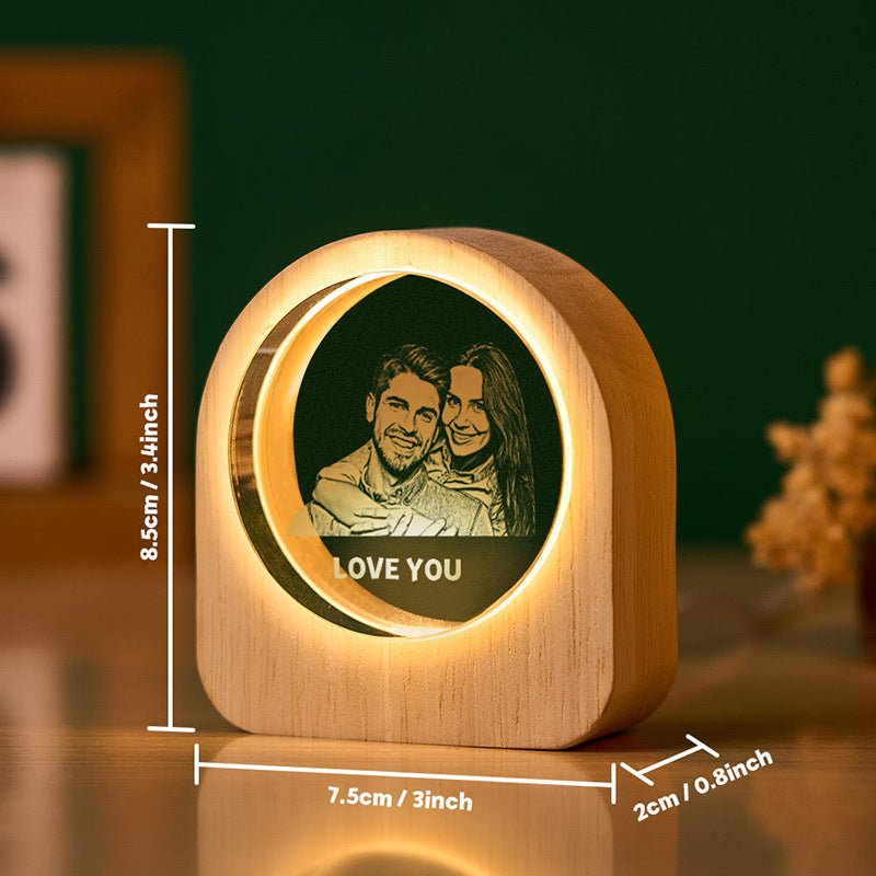 Personalized 3D Engraved Crystal Photo LED Light