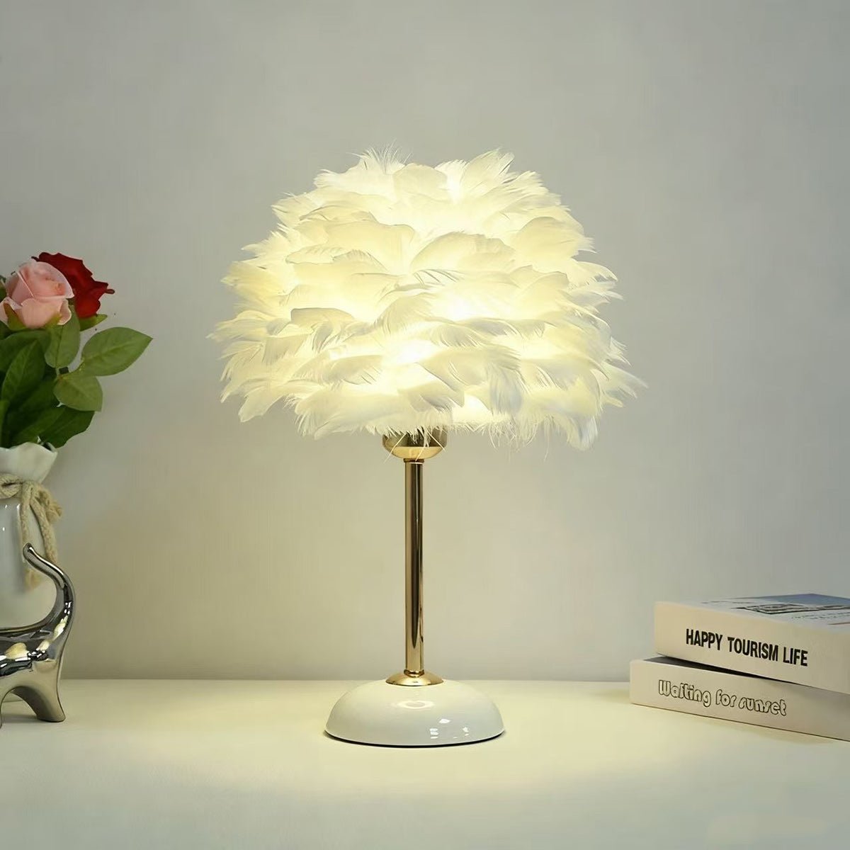Feather Table Lamp: Romantic Ambience Light