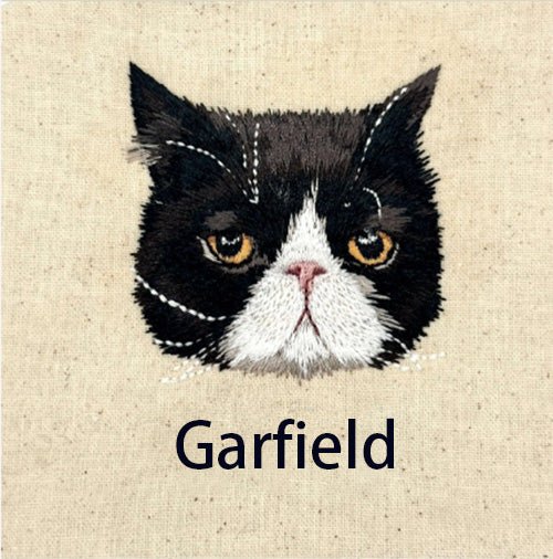 Cat pattern embroidered wool scarf