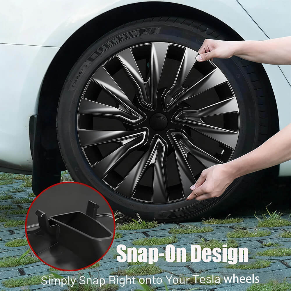 BOVECS 18" Turbine Aero Wheel Covers Compatible with Tesla Model 3 (2024–2025) – Full Coverage Hubcaps (Set of 4)