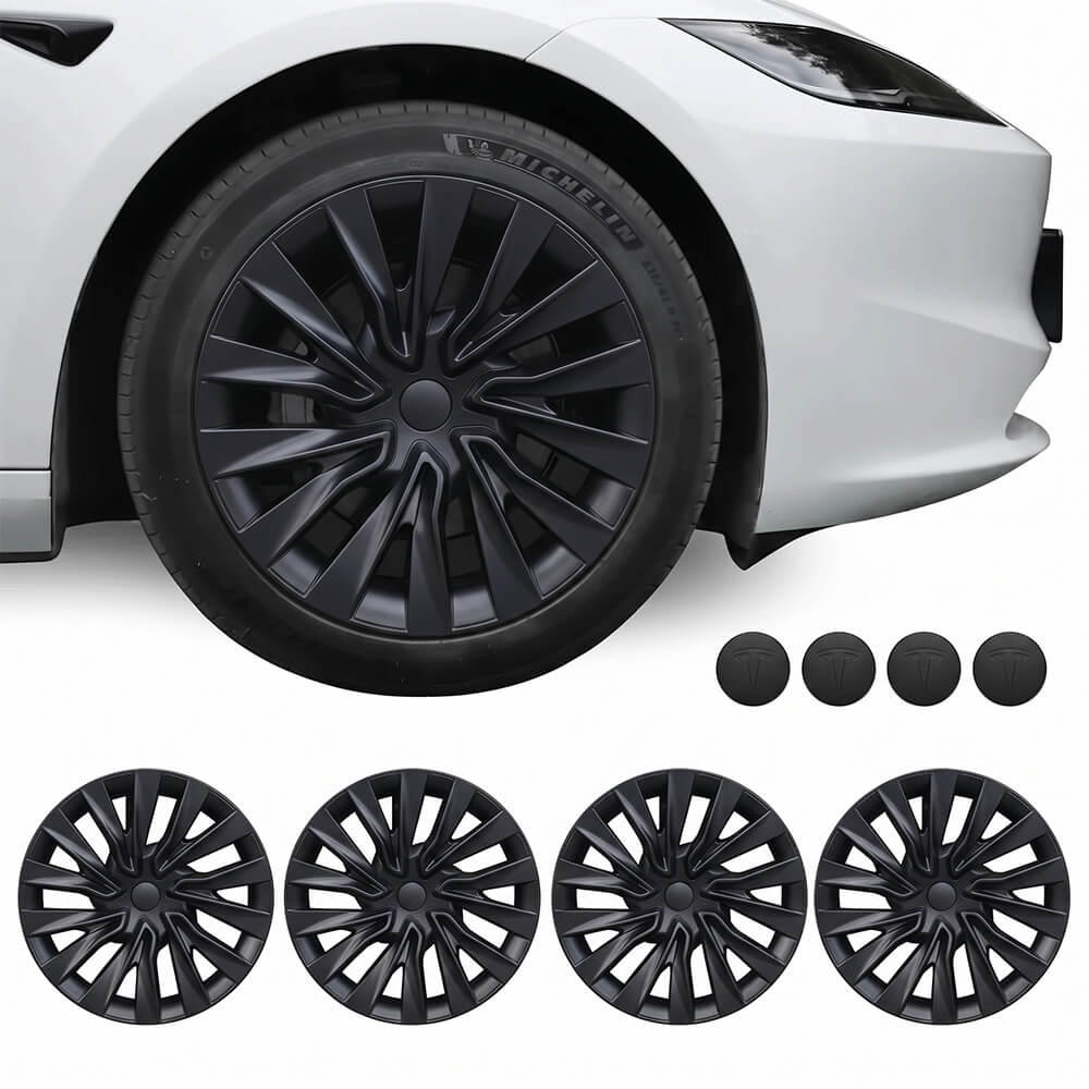 BOVECS 18" Turbine Aero Wheel Covers Compatible with Tesla Model 3 (2024–2025) – Full Coverage Hubcaps (Set of 4)