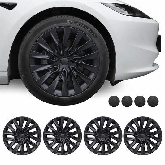 BOVECS 18" Turbine Aero Wheel Covers Compatible with Tesla Model 3 (2024–2025) – Full Coverage Hubcaps (Set of 4)