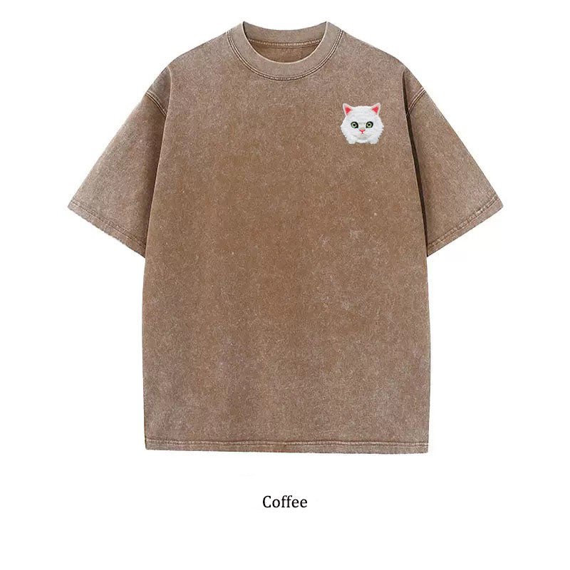Custom Pet Portrait Embroidered SLEEVED T-Shirt