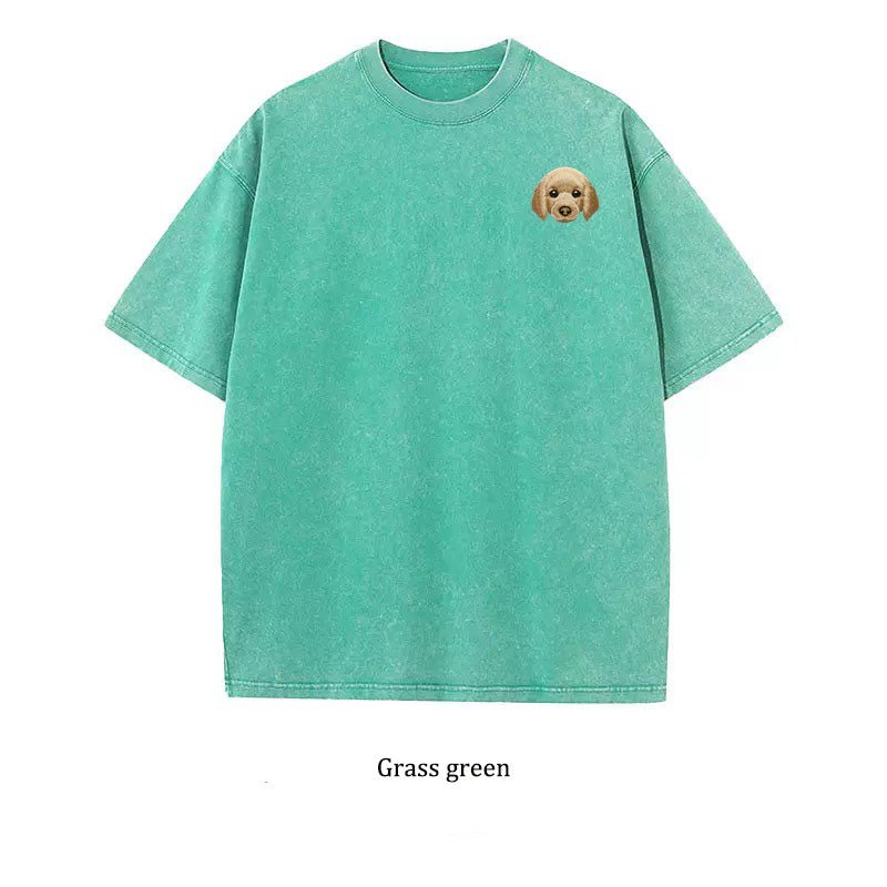 Custom Pet Portrait Embroidered SLEEVED T-Shirt