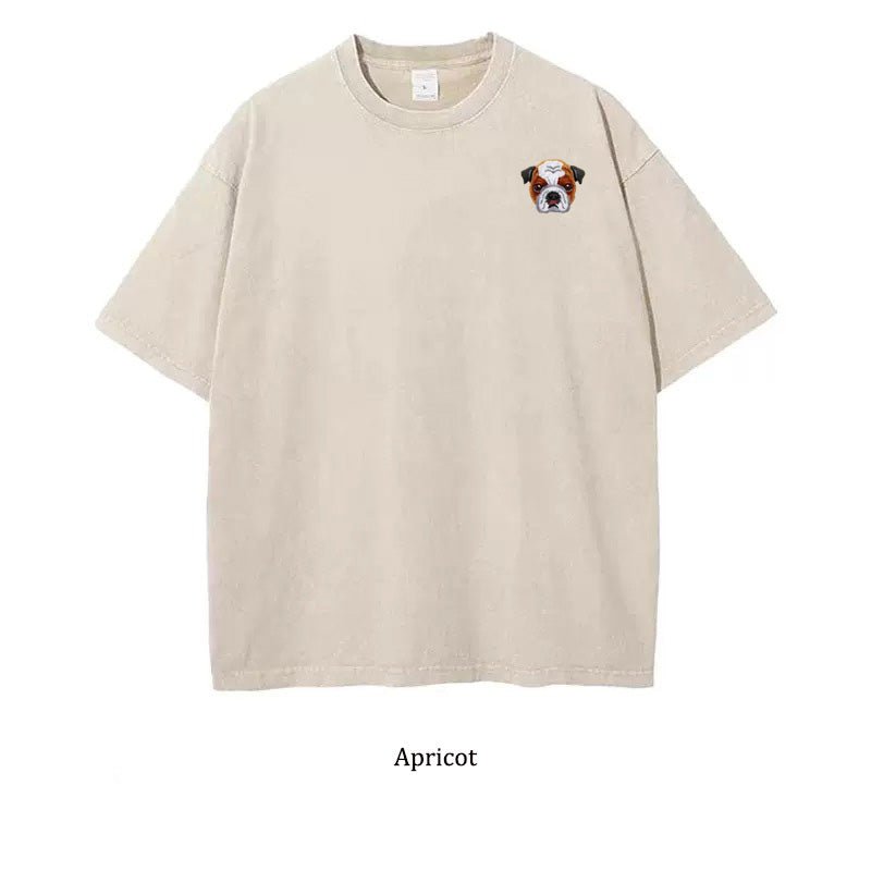 Custom Pet Portrait Embroidered SLEEVED T-Shirt