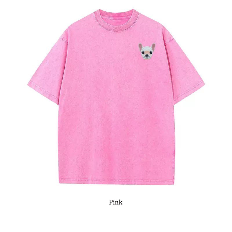 Custom Pet Portrait Embroidered SLEEVED T-Shirt