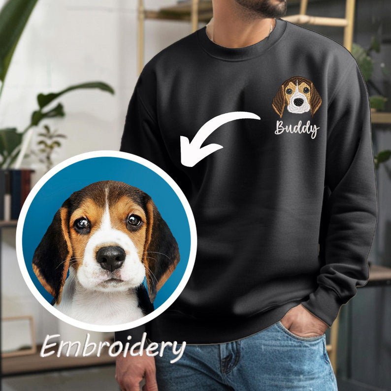 Custom Portrait Photo Embroidered Sweatshirt video review preview