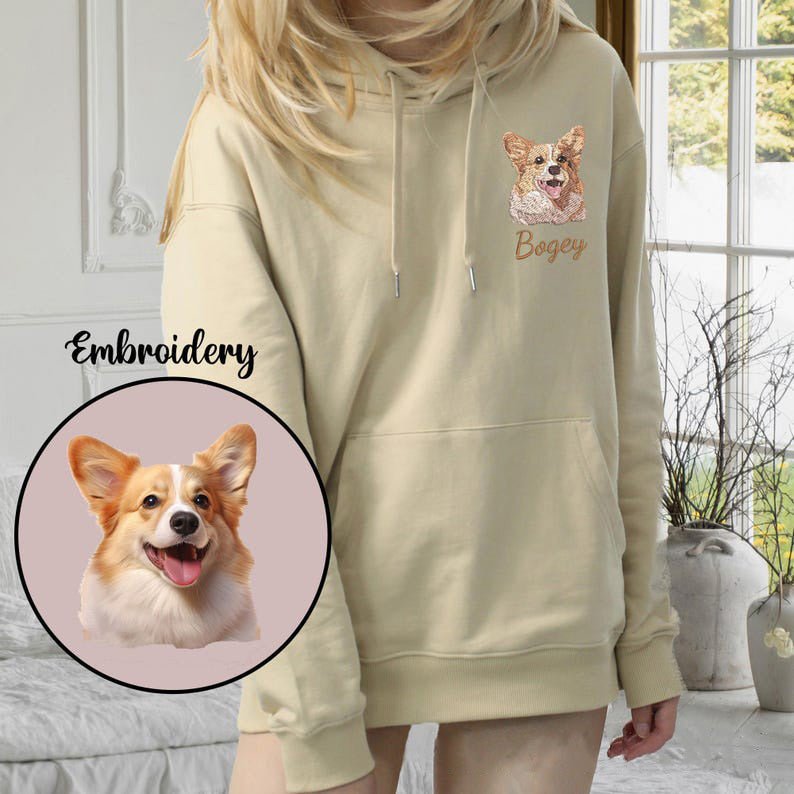 Custom Embroidered Pet Portrait Hoodie