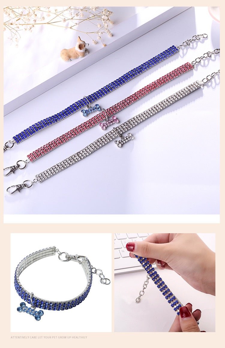 Pet collar with bling rhinestones
