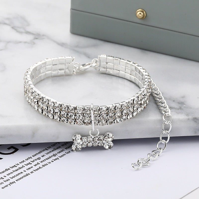 Pet collar with bling rhinestones