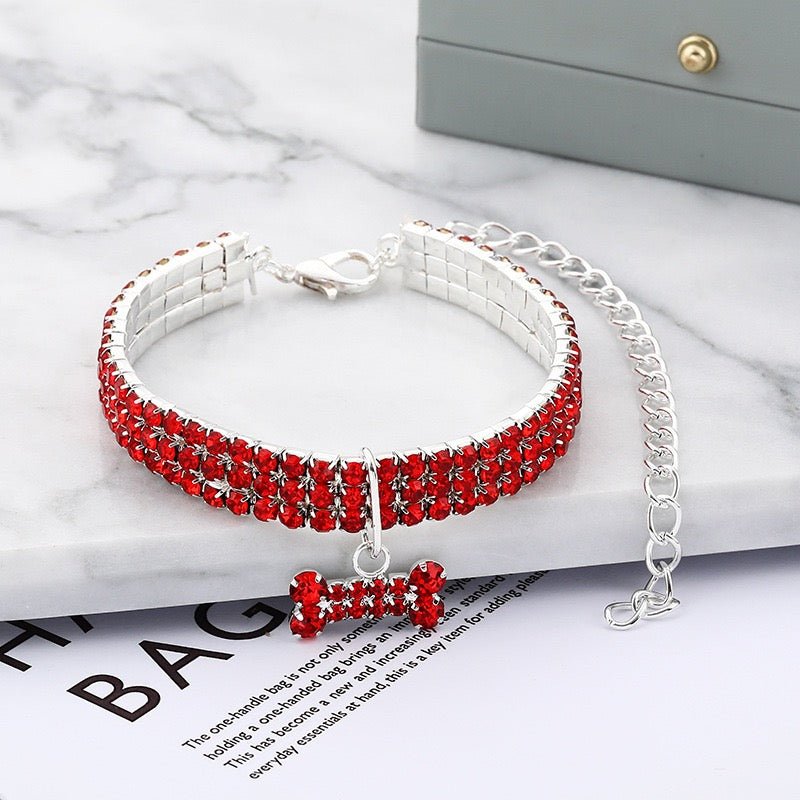 Pet collar with bling rhinestones
