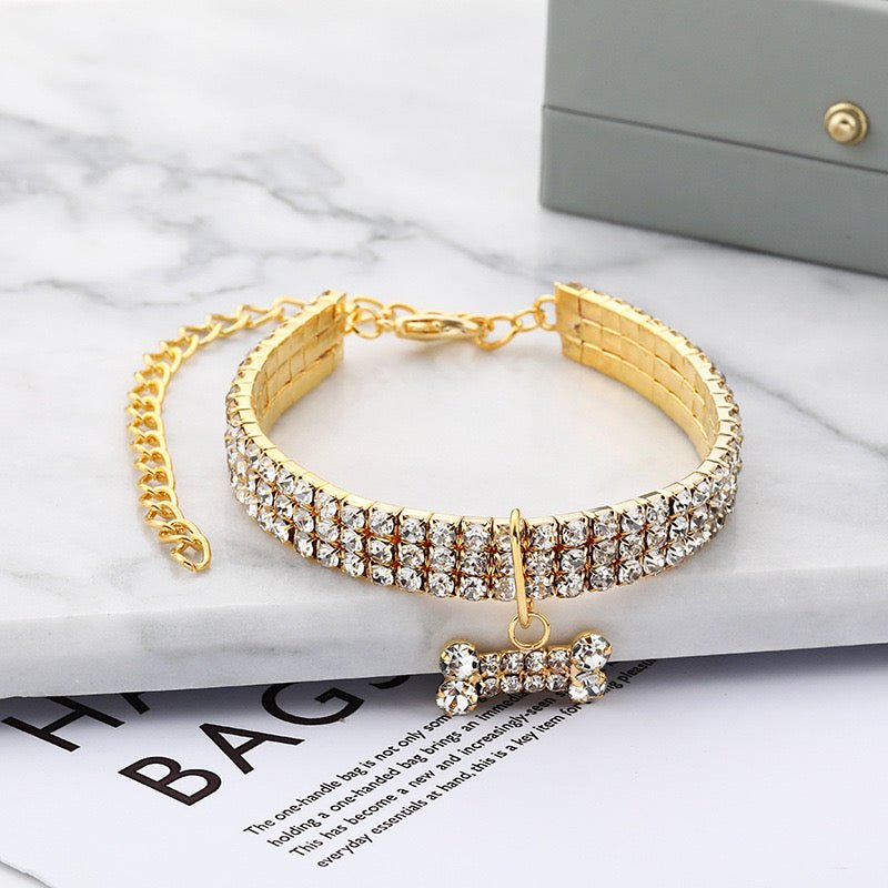 Pet collar with bling rhinestones