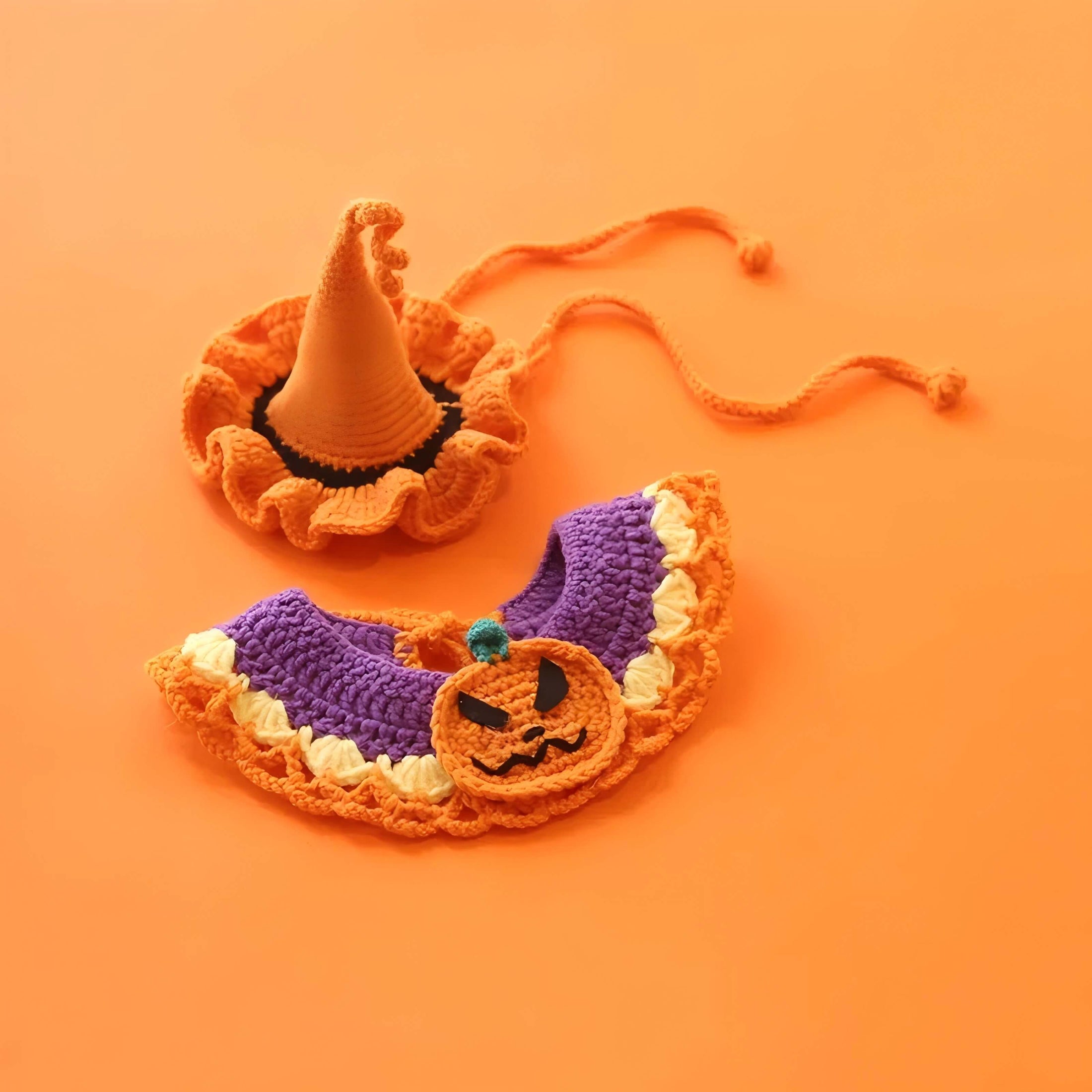Halloween cat Costumes Halloween Witch Hat And Bib Scarf Set Pet Collar,Pumpkin Beret Hat