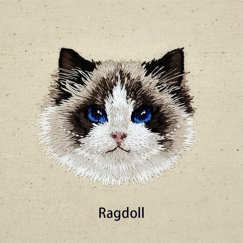 Cat pattern embroidered wool scarf
