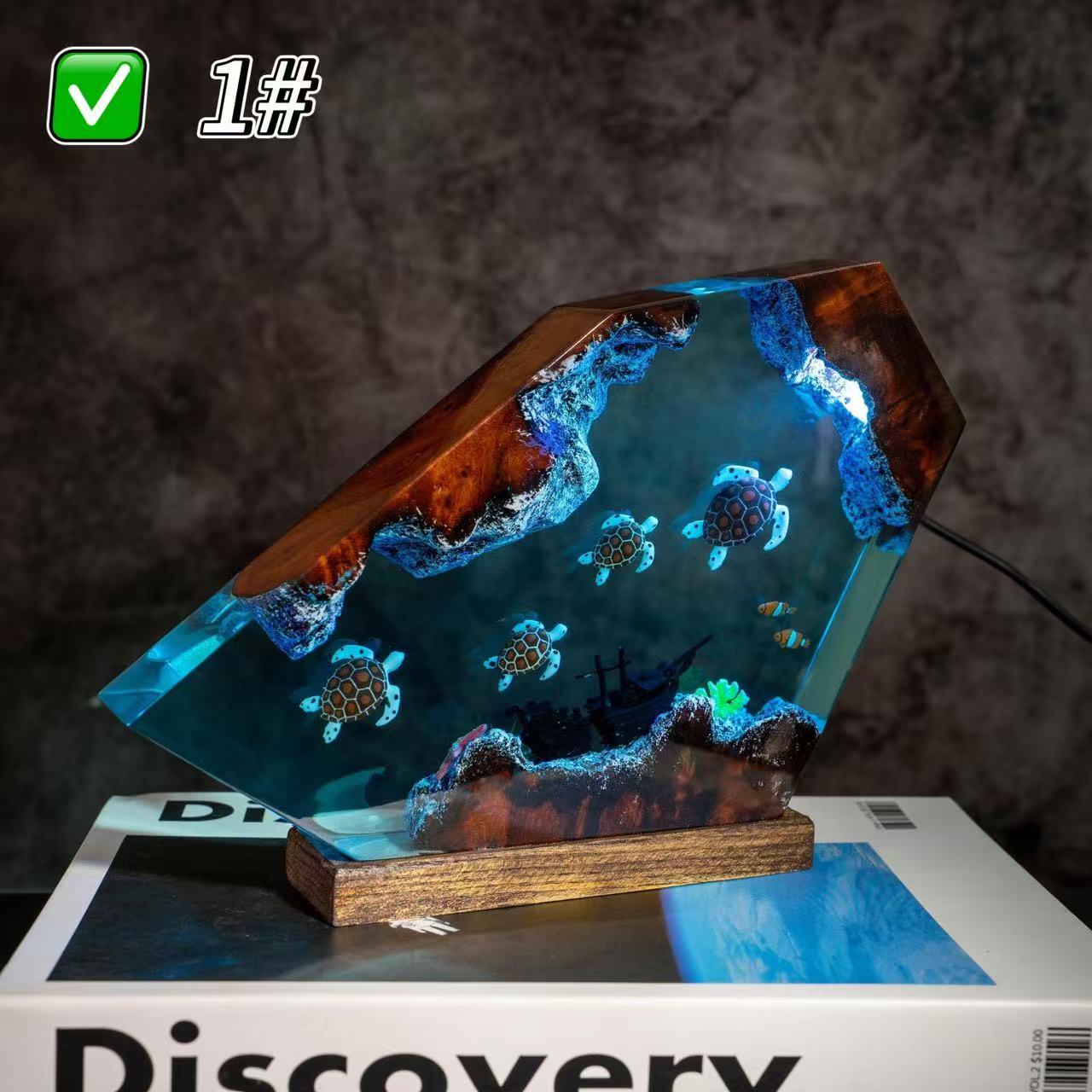 Sea Resin Ocean Lamp,Unique Epoxy Night Light for bedroom,Summer gift for her,Christmas gift