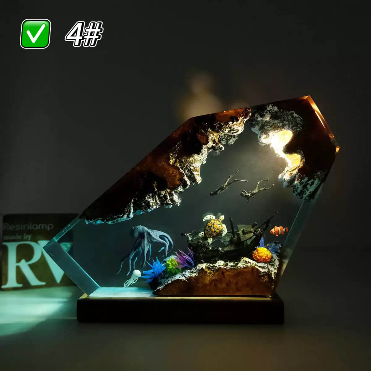 Sea Resin Ocean Lamp,Unique Epoxy Night Light for bedroom,Summer gift for her,Christmas gift