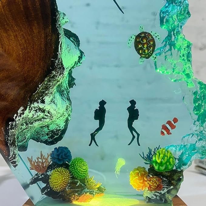 Sea Resin Ocean Lamp,Unique Epoxy Night Light for bedroom,Summer gift for her,Christmas gift