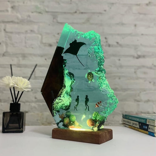 Sea Resin Ocean Lamp,Unique Epoxy Night Light for bedroom,Summer gift for her,Christmas gift