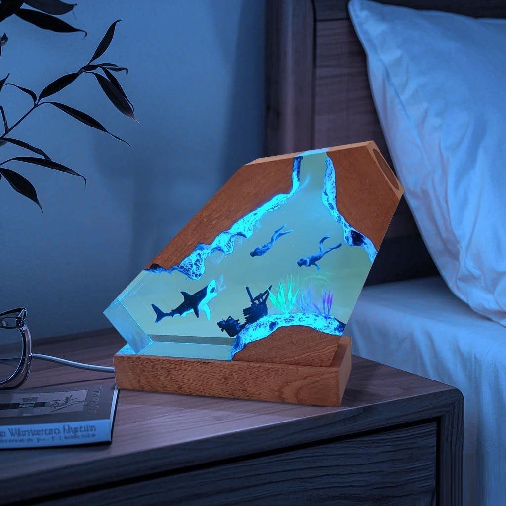 Sea Resin Ocean Lamp,Unique Epoxy Night Light for bedroom,Summer gift for her,Christmas gift