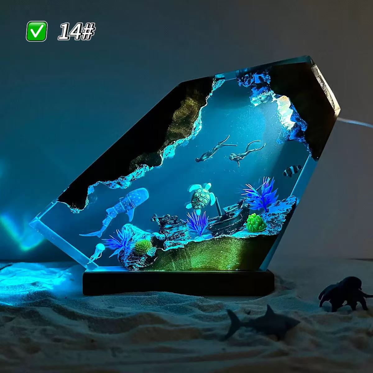 Sea Resin Ocean Lamp,Unique Epoxy Night Light for bedroom,Summer gift for her,Christmas gift