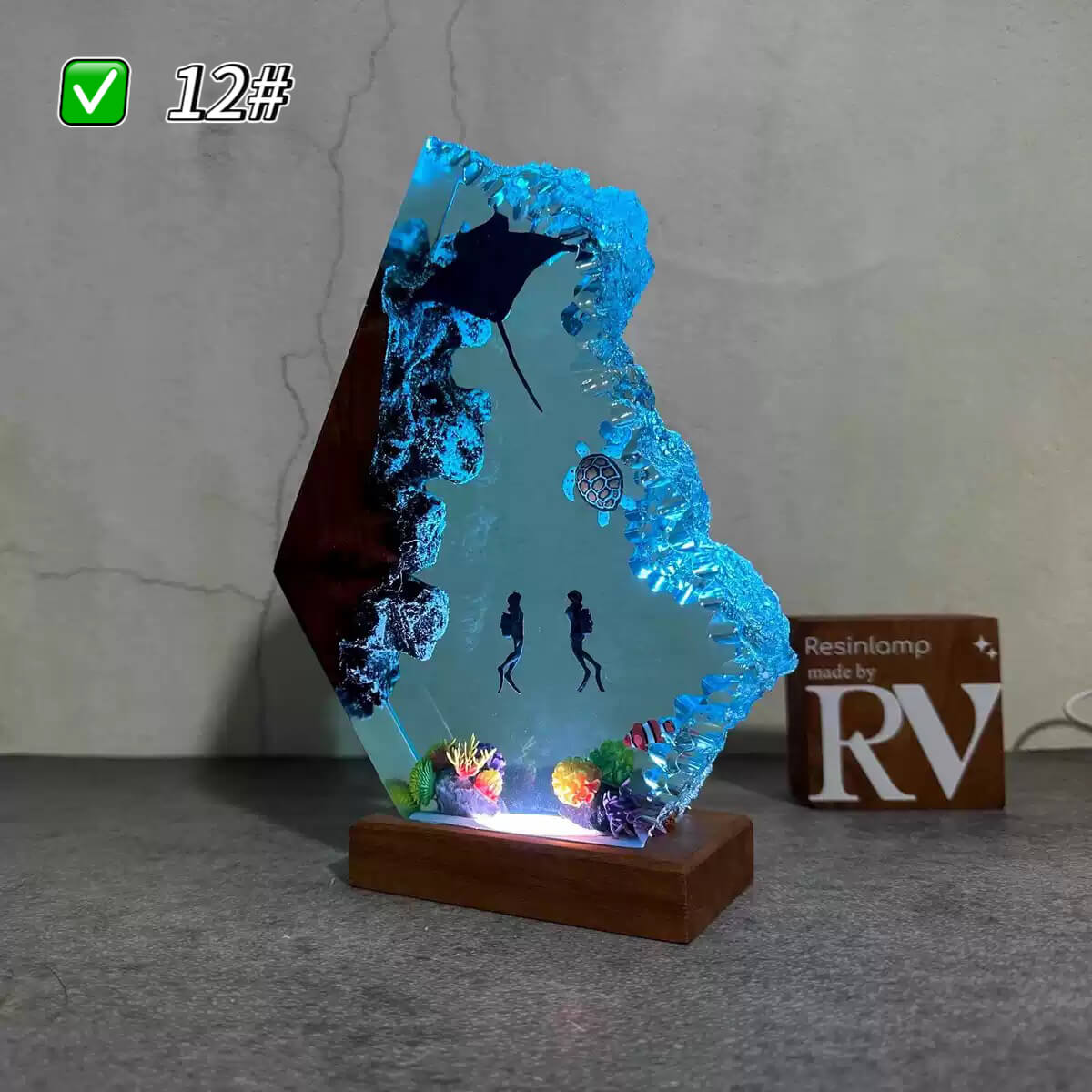 Sea Resin Ocean Lamp,Unique Epoxy Night Light for bedroom,Summer gift for her,Christmas gift