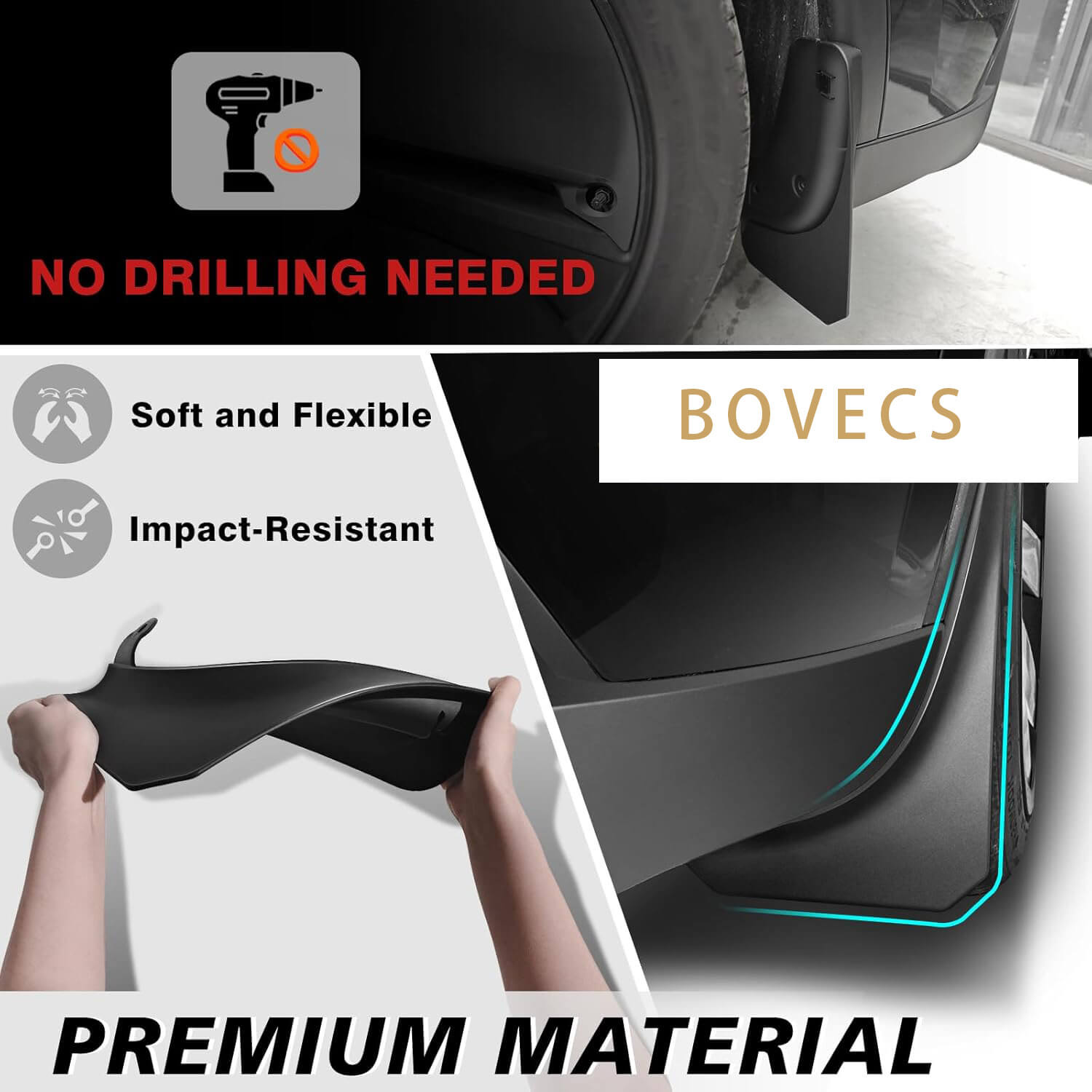 Upgrade TPE Mud Flaps Flexible Compatible for Model Y 2020-2026