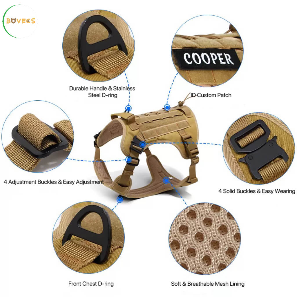 Tactical Anti Pull Dog Harness-Free custom ID PATCH