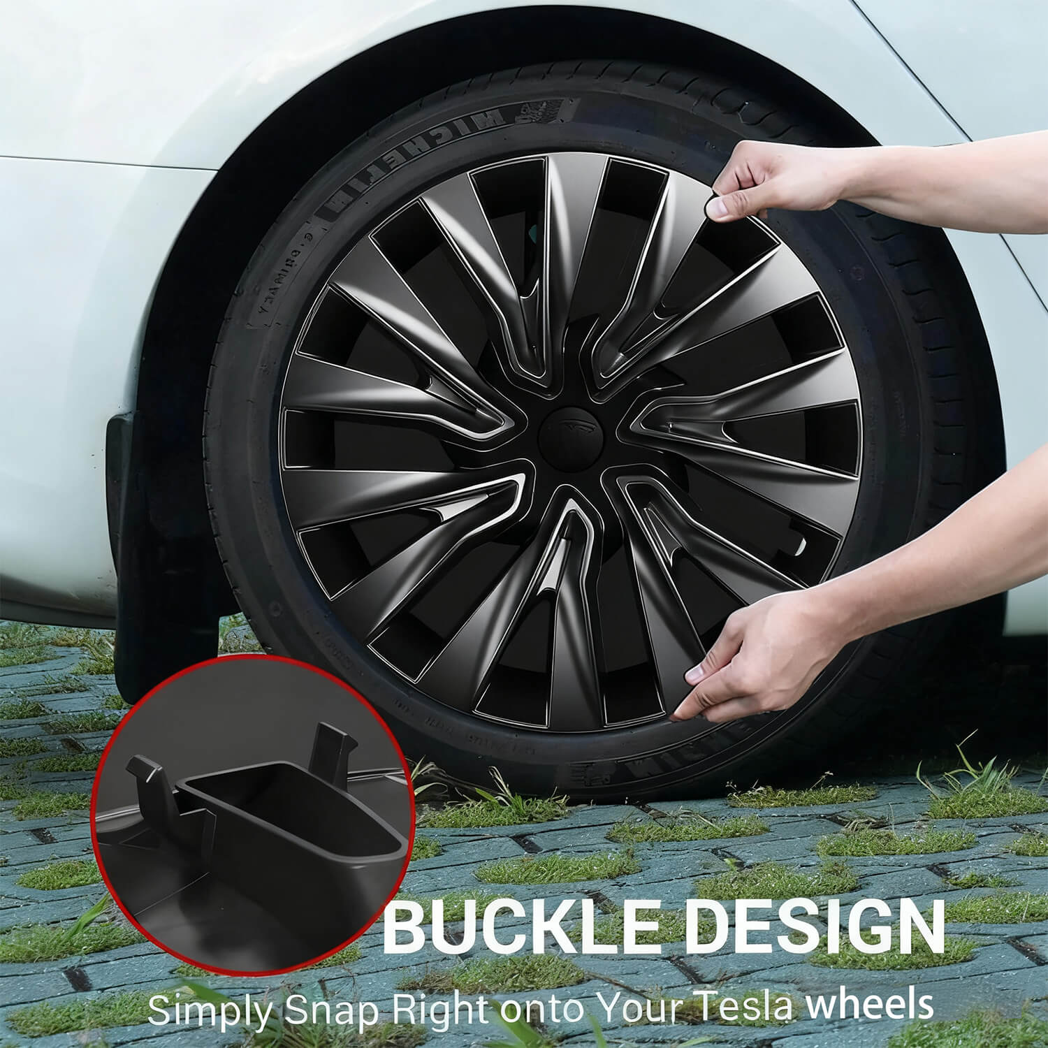 Tesla Model 3 Nova Wheel Covers Hubcaps 18 Inch Hub Caps for 2024 2025 Model 3 Highland Accessories (Set of 4)