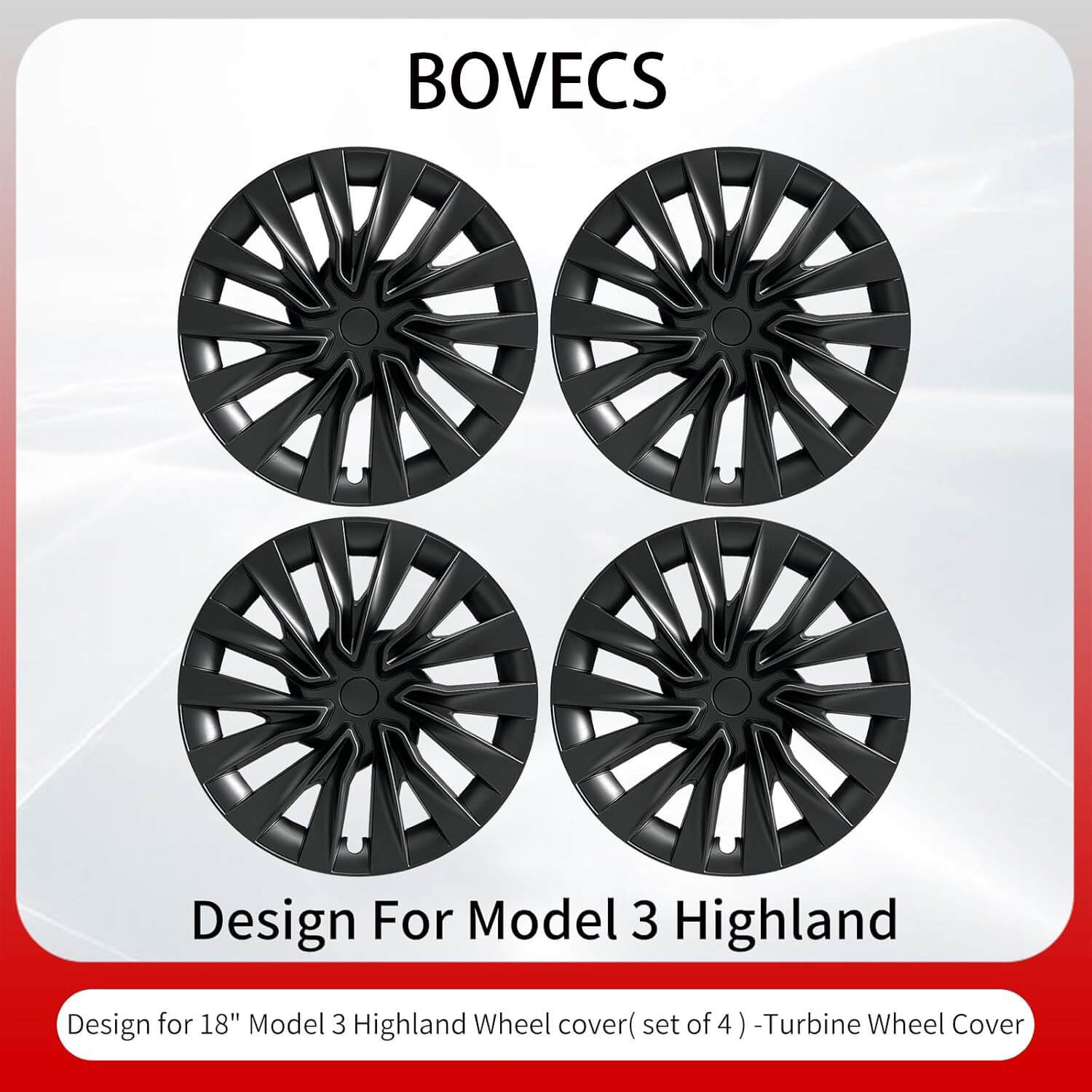Tesla Model 3 Nova Wheel Covers Hubcaps 18 Inch Hub Caps for 2024 2025 Model 3 Highland Accessories (Set of 4)