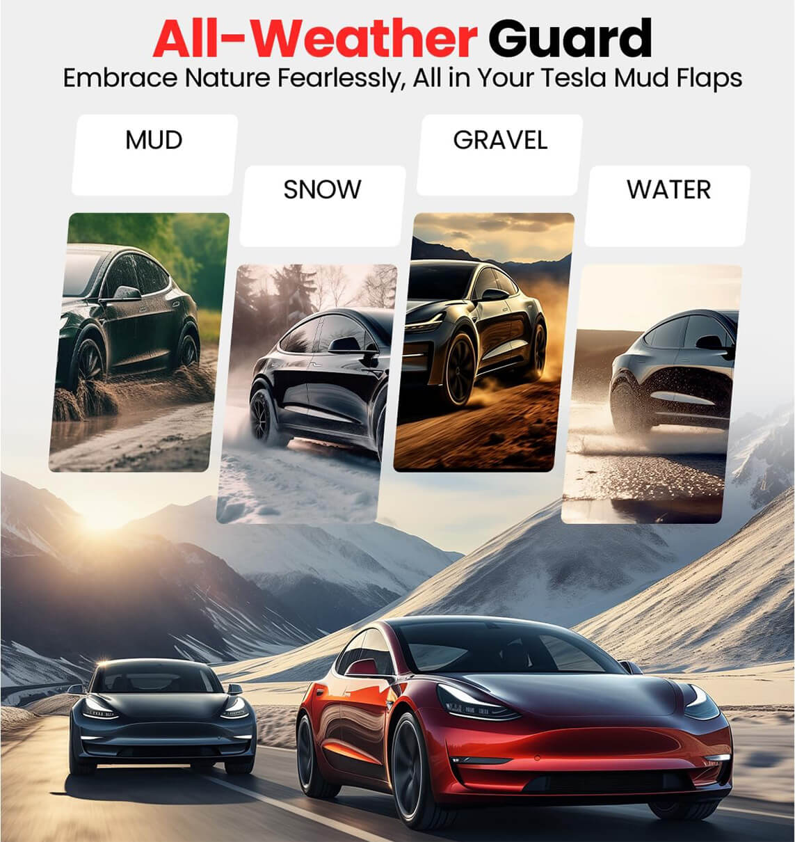 Tesla Model Y Splash Guards - No-Drill, Easy to install (2019-2024)