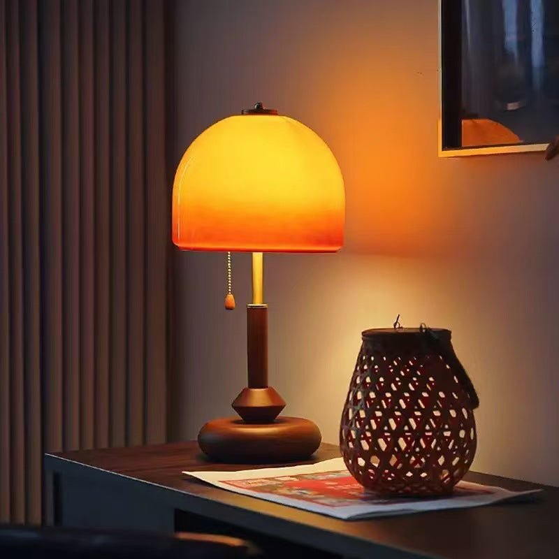 Vintage Glass Mushroom Table Lamp