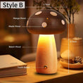 Load image into Gallery viewer, Solid Wood Mushroom Touch Lamp - Rechargeable Dimmable Warm Light Bedside Lamp for Bedroom Living Room
