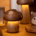 Load image into Gallery viewer, Solid Wood Mushroom Touch Lamp - Rechargeable Dimmable Warm Light Bedside Lamp for Bedroom Living Room
