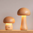 Load image into Gallery viewer, Solid Wood Mushroom Touch Lamp - Rechargeable Dimmable Warm Light Bedside Lamp for Bedroom Living Room
