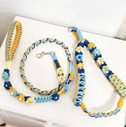 Hand woven pet leash and harness