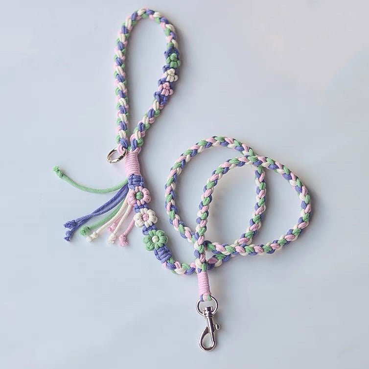 Hand woven pet leash and harness