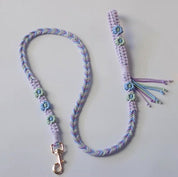 Hand woven pet leash and harness